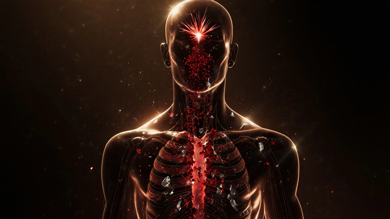 Символическое изображение внутренних нарушений в организме: повышенные лейкоциты, СОЭ и низкие тромбоциты