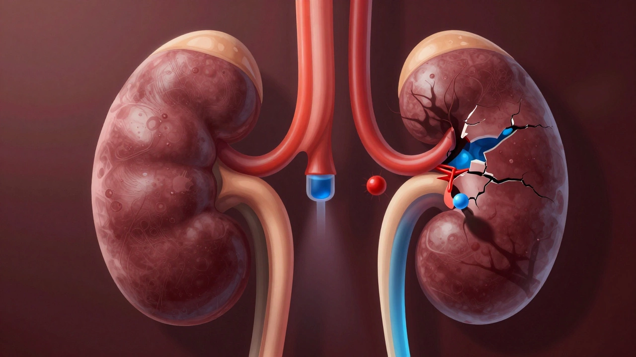 Почки фильтруют кровь, но один из них повреждён, калий выходит в кровоток