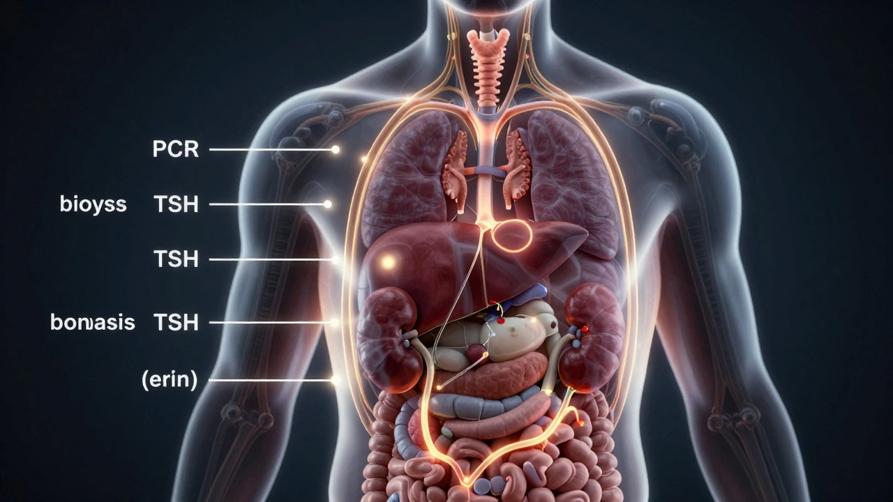 Прозрачное тело с отображением диагностических анализов внутри органов