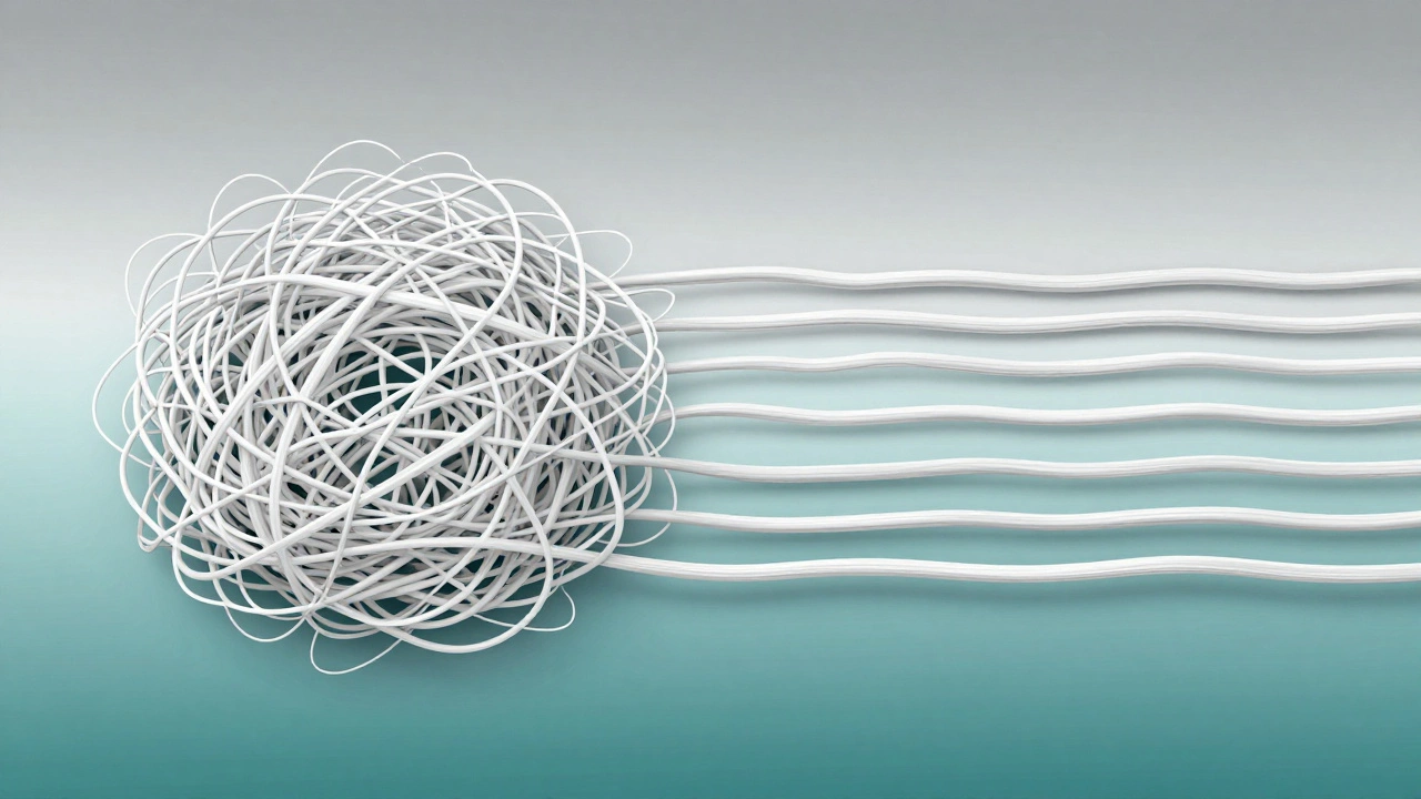 Схематичное изображение выравнивания коллагеновых волокон при восстановлении тканей